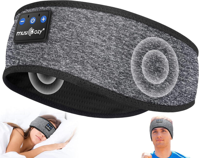 MUSICOZY Sleep Headphones Bluetooth Sports Headband, Wireless Music Headband Headphones, IPX6 Waterproof Headphones with Mic for Sleeping Workout Running Side Sleepers Travel Yoga