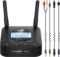 1Mii B06TX+ Long Range Bluetooth 5.2 Transmitter for TV/PC to 2 Wireless Headphones/Speakers, Bluetooth Adapter for TV W/Screen Display Plug N Play, Aptx Low Latency & HD Audio