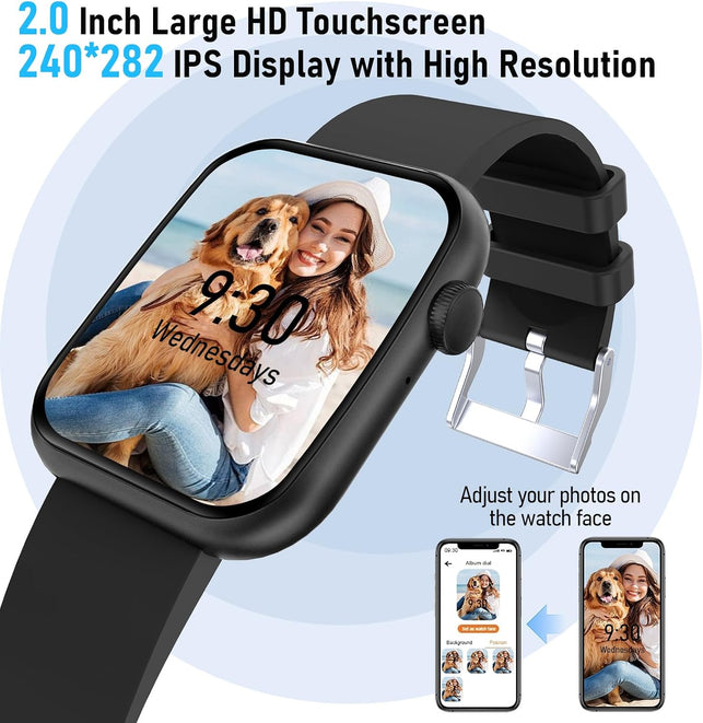 Smart Watch for Women Men(Make Calls & AI Voice), 2" HD Smartwatches with Heart Rate Spo2 Sleep & Cycle Tracking, 100+ Sports Modes Fitness Tracker, Fitness Watch for Ios Android Phones