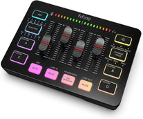 FIFINE Gaming Audio Mixer, Streaming RGB PC Mixer with XLR Microphone Interface, Individual Control, Volume Fader, Mute Button, 48V Phantom Power, for Podcast/Recording/Vocal/Game Voice-Ampligame SC3