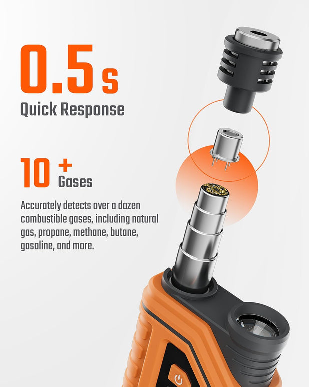 Toptes PT760 Rechargeable Natural Gas Detector, Gas Leak Detector with 12-Inch Extendable Probe,%Lel Propane Leak Detection with Built-In Flashlight for Methane, Butane and More for Home, RV