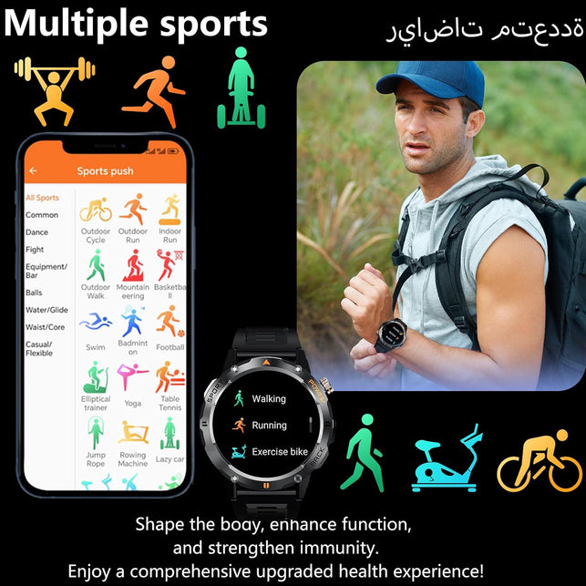 Bostbo Smart Watch for Men [Answer/Make Calls] 1.53" IPS Full Touch Screen, Tracker with Heart Rate Blood Oxygen Sleep Monitor, IP68 Waterproof, Compatible with Android and Ios Phones