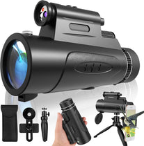 80X100 HD Monoculars with Lights Portable Monocular for Adults Outdoor Stargazing Bird Hiking Hunting HD Monoculars with Lights Observe Wildlife Black