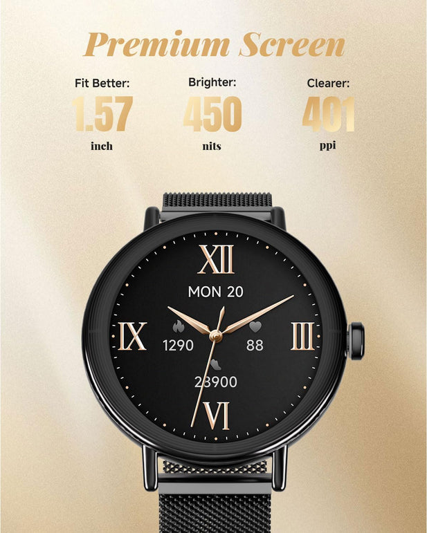 TOOBUR Smart Watch for Men Women, Fitness Tracker for Android & Ios, Black