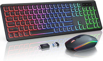 Wireless Keyboard and Mouse Combo - RGB Backlit, Rechargeable & Light up Letters, Full-Size, Ergonomic Tilt Angle, Sleep Mode, 2.4Ghz Quiet Keyboard Mouse for Mac, Windows, Laptop, PC, Trueque