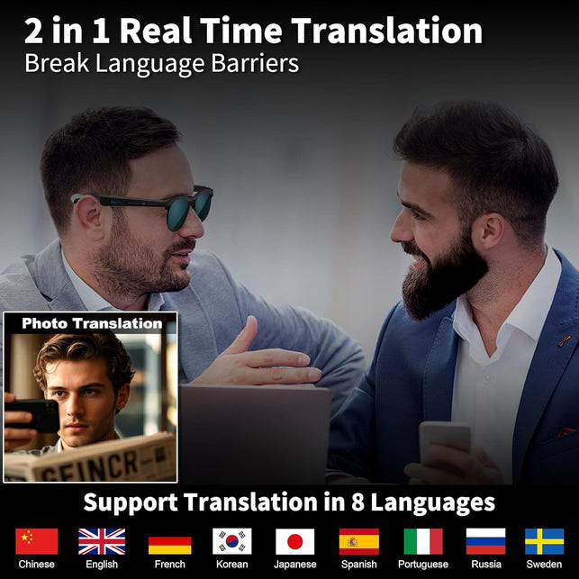 AI Smart Glasses with 1080P Camera and Real-Time Translation