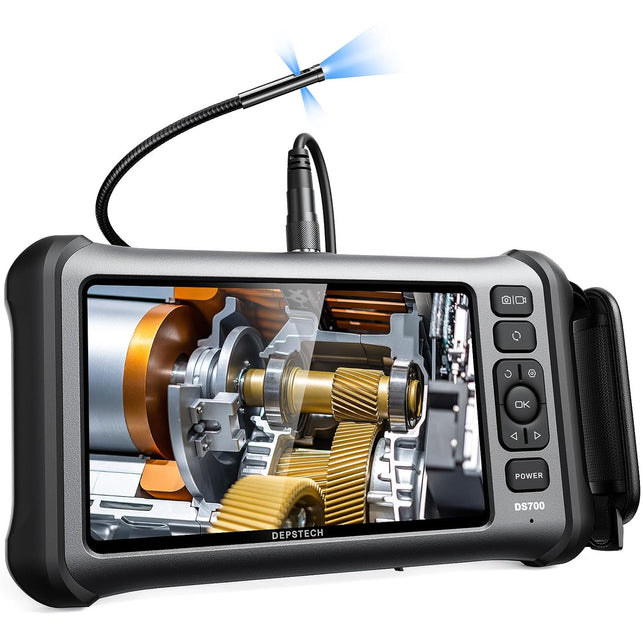 DEPSTECH Endoscope, 7'' IPS Screen Borescope Camera with Light, Triple-Lens Inspection Camera with Sound Recording, 1080P HD 7.9 Mm Snake Camera, 16.5Ft Gooseneck Camera for Automotive Wall Pipe HVAC