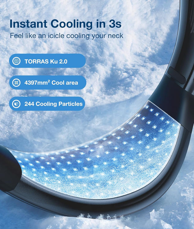 TORRAS [Coolify Air・2024 Upgrade Neck Air Conditioner, Ultra-Light Portable Neck Fan Rechargeable, Personal Cooling Device Neck Fans That Blow Cold Air with 3 Modes Fan/Cooler/Heat, Black