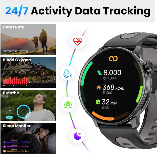 GPS Smart Watch for Men Women, 1.43'' AMOLED Smartwatch with Compass/Barometer/Altimeter