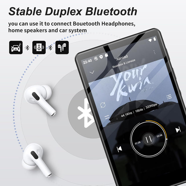 80GB MP3 Player with Bluetooth and Wifi, SWOFY M503Pro MP3 Player with Spotify,Spotify Kids,Audible,Deezer,Amazon Music, FM Radio, 4" Mp3 & Mp4 Music Player up to 1TB Touch Screen Black