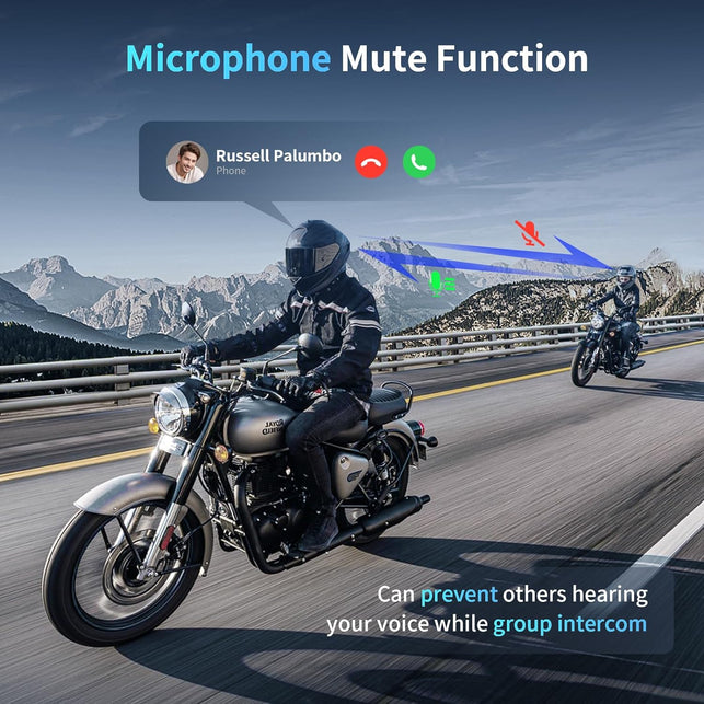 FODSPORTS M1-S plus Motorcycle Bluetooth Headset with Customized HRSQS Speakers, One-Click Pairing, Microphone Mute, FM, Helmet Intercom up to 10 Riders with Music Sharing, Wonderful Sound, 2 Pack