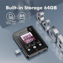 64GB MP3 Player with Bluetooth 5.3,Portable MP3 Player with Speaker for Kid