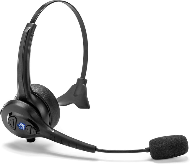 Blue Tiger Advantage plus Wireless Bluetooth Headset - Professional Trucker and Office Headset with Microphone - Durable, Noise Cancelling, Clear Sound, Long Battery Life, No Wires - 36 Hour Talk Time