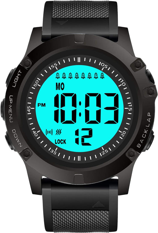 TICCI Men 8 Vibrating Alarms Watch Medication Aids Pill Vibra Alert Reminders for Elderly Seniors Big Digits Waterproof