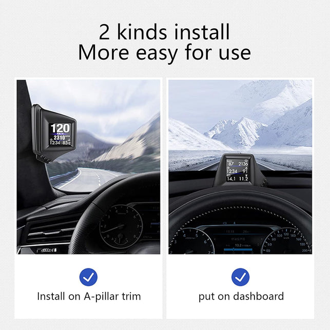Head up Display, Car HUD P8, OBDII & GPS Dual System, the 1St Model in the Market Can Be Installed on A-Pillar Trim (1)