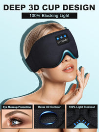 Lc-Dolida Sleep Mask with Bluetooth Headphones Bluetooth Sleep Mask Sleep Headphones,3D Eye Mask for Sleeping Mask Music Sleeping Headphones for Side Sleepers Meditation Gifts Gadgets for Men Women