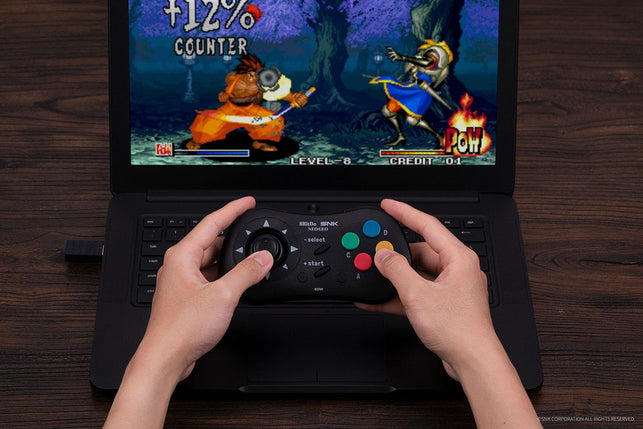 8Bitdo NEOGEO Wireless Controller for Windows, Android, and NEOGEO Mini with Classic Click-Style Joystick - Officially Licensed by SNK (Black Edition)