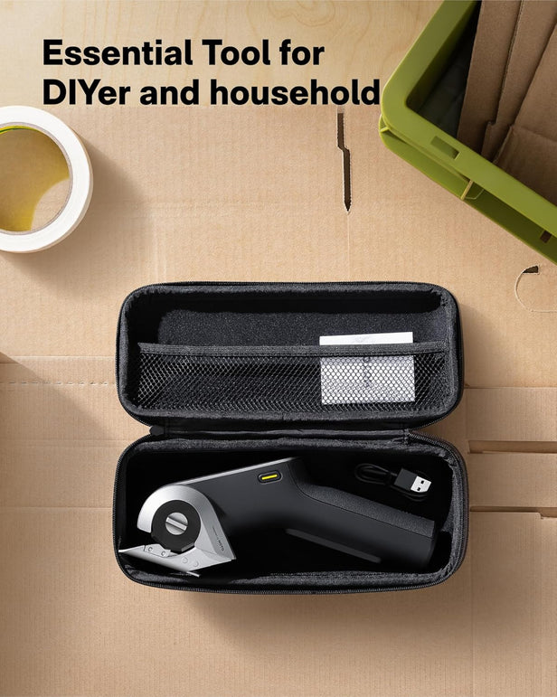 HOTO Edgeflow Electric Cardboard Cutter, Premium USB-C Rechargeable Cordless Electric Scissors, Titanium Blade & LED Display, Tool-Free Blade Swap & Self-Sharpening, for Cardboard Box, Carpet, Leather