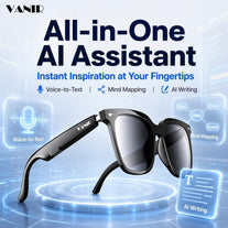 VANIR AI Translation Smart Glasses with 60 Languages Real Time Translator, Open Ear Stereo Audio, Polarized HD Lenses, Touch Control, Hands Free Calling, Smart Glasses for Travel Business