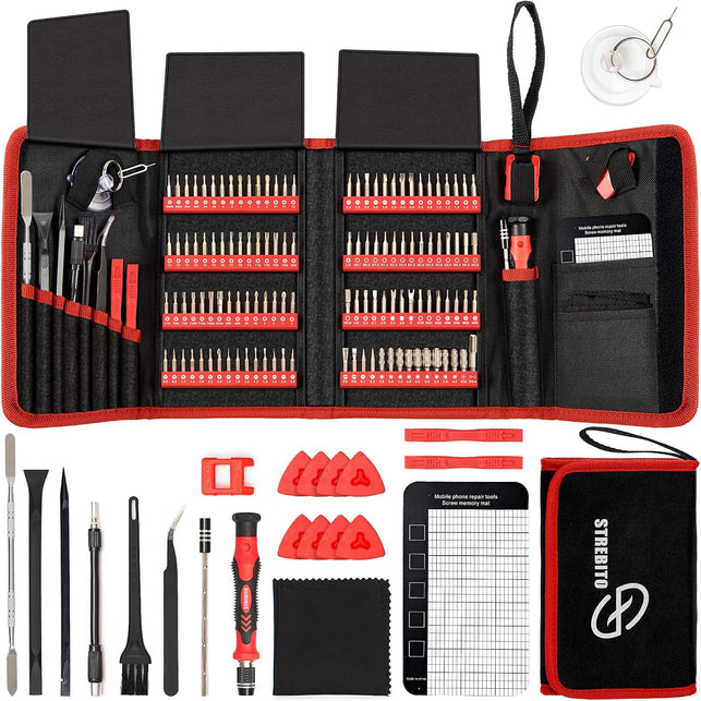 STREBITO Screwdriver Sets 142-Piece Electronics Precision Screwdriver with 120 Bits Magnetic Repair Tool Kit for Iphone, Macbook, Coumputer, Laptop, Tablet, PS4, Xbox, Nintendo, Eyeglasses, Jewelers