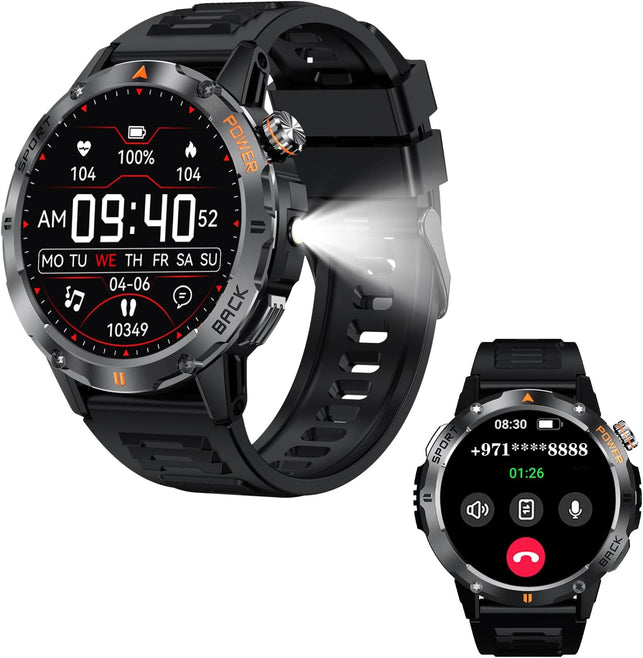 Bostbo Smart Watch for Men [Answer/Make Calls] 1.53" IPS Full Touch Screen, Tracker with Heart Rate Blood Oxygen Sleep Monitor, IP68 Waterproof, Compatible with Android and Ios Phones