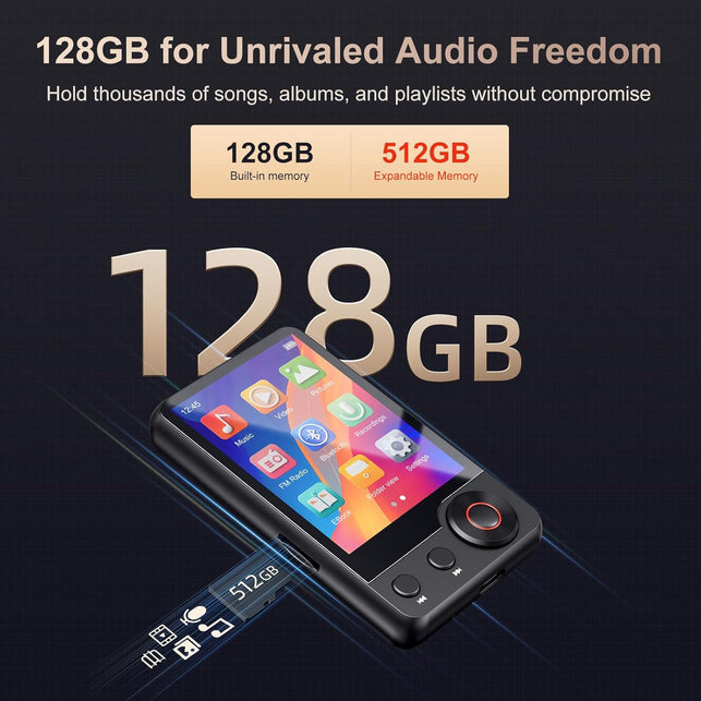 MECHEN D53 128GB Bluetooth Portable MP3 Player 2.4" Touch Screen