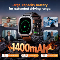 Military Smart Watches for Men 1400Mah, 2.01" HD, Bluetooth Call with LED
