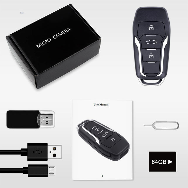 Clodgdgo 64GB Spy Camera Car Key,360 Minutes Battery Life Mini, Nanny Cam Hidden Camera with HD 1080P,Surveillance & Security Cameras