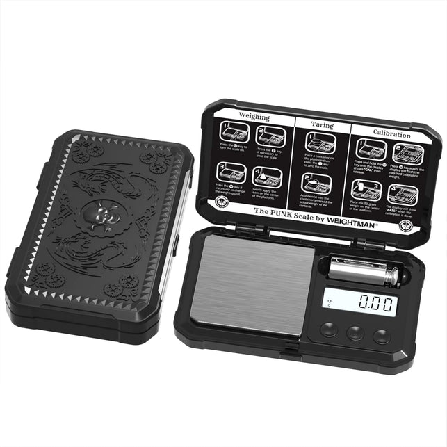 WEIGHTMAN Gram Scale, 200/0.01G Black Scale, Scales Digital Weight Grams with 50G Calibration Weight, Digital Pocket Scale Gram and OZ, Small Digital Scale 6 Units, Large LCD Screen, Battery Included