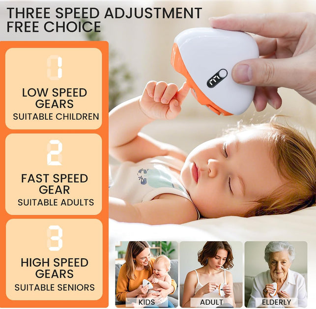 2-In-1 Safety Automatic Electric Nail Clippers for Seniors, 3-Speed