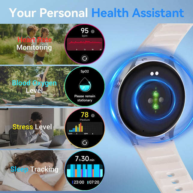Aeac Smart Watch for Women Men,1.32" AMOLED Touchscreen Fitness Tracker,Make/Answer Calls, Activity Trackers with Heart Rate/Sleep/Spo2 Monitor,110+ Sport Modes Waterproof Fitness Watch