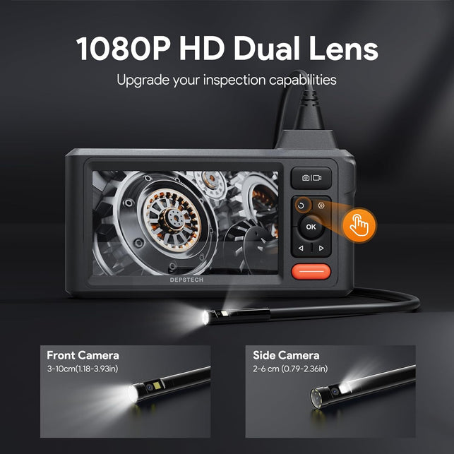 Dual-Lens Endoscope Camera with Light, DEPSTECH 1080P HD Borescope with 5" IPS Screen, 16.5FT Flexible Sewer Camera, IP67 Waterproof Plumbing Snake Camera, Cool Gadgets for Men, Women