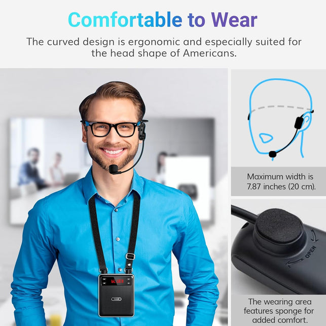 TONOR Voice Amplifier Wireless Microphone 25W, Portable Voice Amplifier for Teachers with Bluetooth Headset Mic, Portable Speaker Megaphone 25 M/82Ft for Classroom, Training, Teaching, Yoga, K12