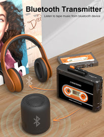 Gracioso Bluetooth Cassette Tape Player Connect Bluetooth Headphone 1100Mah Rechargeable Battery up to 10H Playtime-With Earphone-Back Clip for Secured Carry - Cassette Player for Home,Park