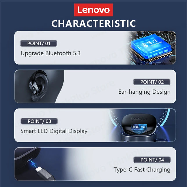 Original Lenovo LP75 Wireless Earphones TWS 5.3 Bluetooth Headphones LED Digital Display Noise Reduction Sport Earbuds