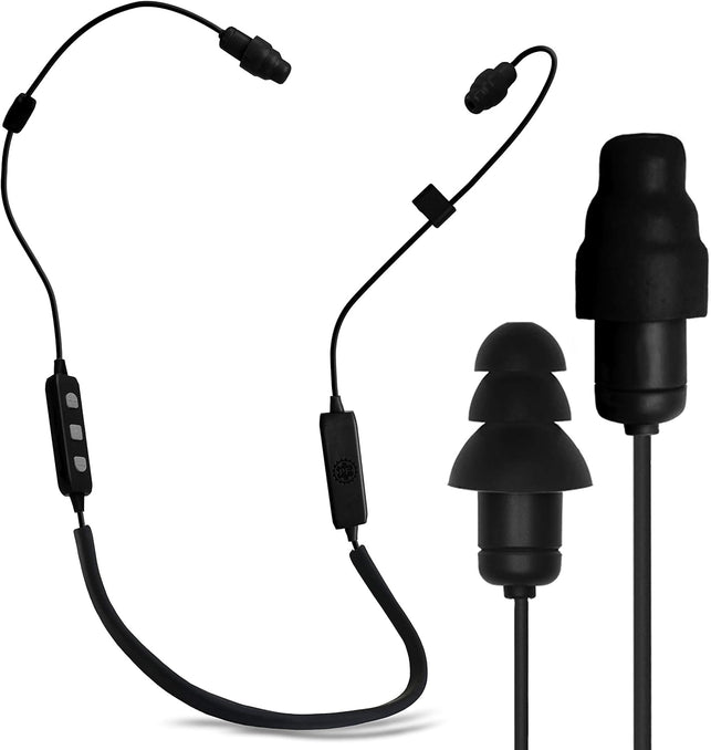 Plugfones Liberate 2.0 Wireless Bluetooth In-Ear Earplug Earbuds - Noise Reduction Headphones with Noise Isolating Mic and Controls (Black & Gray)