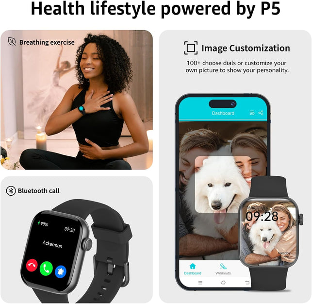 Smart Watch for Men Women Answer/Make Call, 1.85" Smartwatch, Fitness Watch with Heart Rate Blood Pressure Sleep Monitor, 140+Sports, IP68 Waterproof Step Counter Watch Compatible with Android Ios