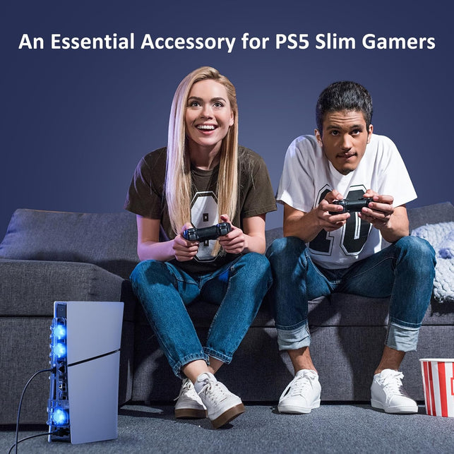 Nexigo PS5 Slim Silent Enhanced Cooling Fan with Adjustable Speed, Auto Power On/Off, with USB 3.0 Port, Efficient Cooling System for Both PS5 Slim Disc and Digital Editions