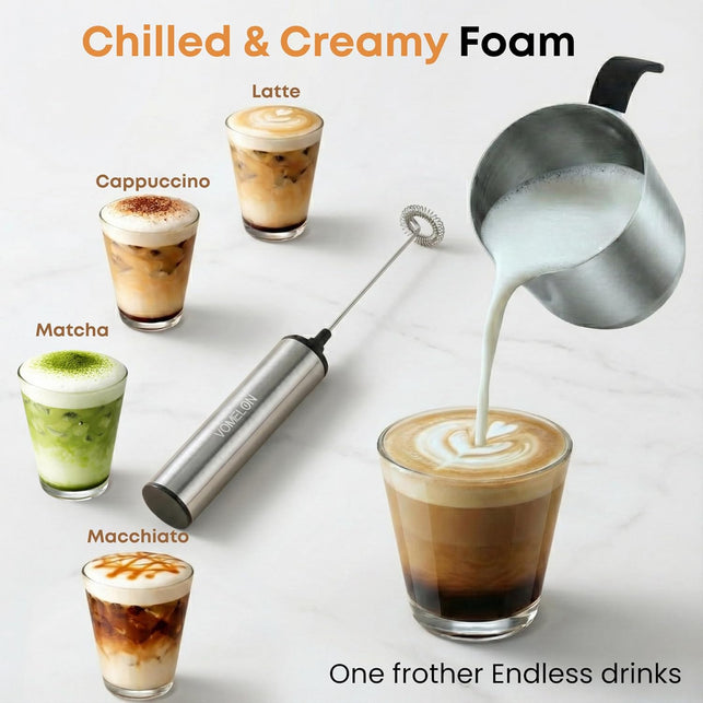 Rechargeable Milk Frother Battery Operated,2-Speed Portable Travel Frother,Electric Milk Foamer Coffee Frother for Latte, Cappuccino, Hot Chocolate Drink Mixer with Double Mini Whisks and USB Cable