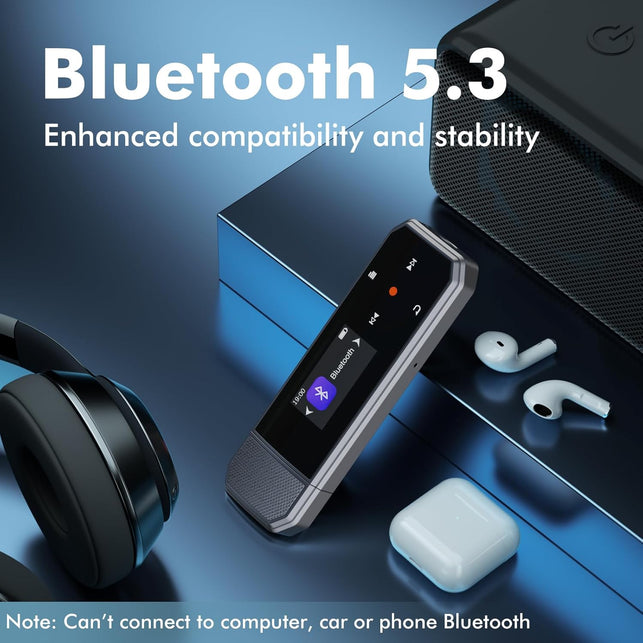 RUIZU 32GB USB-C MP3 Player with Bluetooth 5.3 & Clip for Sports Running