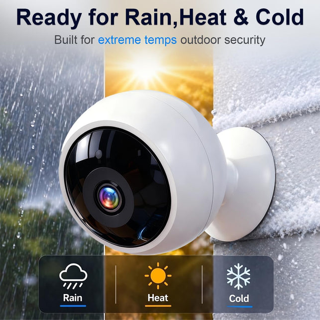 Security Camera Outdoor Wireless Indoor 2K Magnetic, Wifi Battery Powered, Motion Detection, 2-Way Talk, Color Night Vision, Waterproof