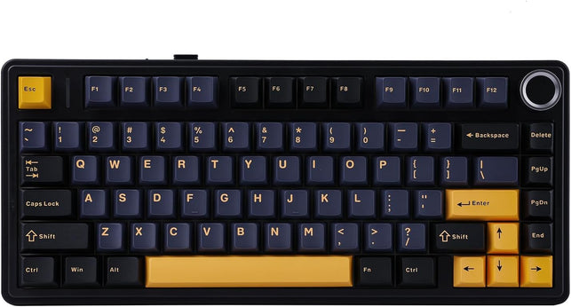 EPOMAKER X Aula F75 Gasket Mechanical Keyboard, 75% Wireless Hot Swappable Gaming Keyboard with Five-Layer Padding&Knob, Bt/2.4Ghz/Usb-C, RGB (Black, LEOBOG Reaper Switch)