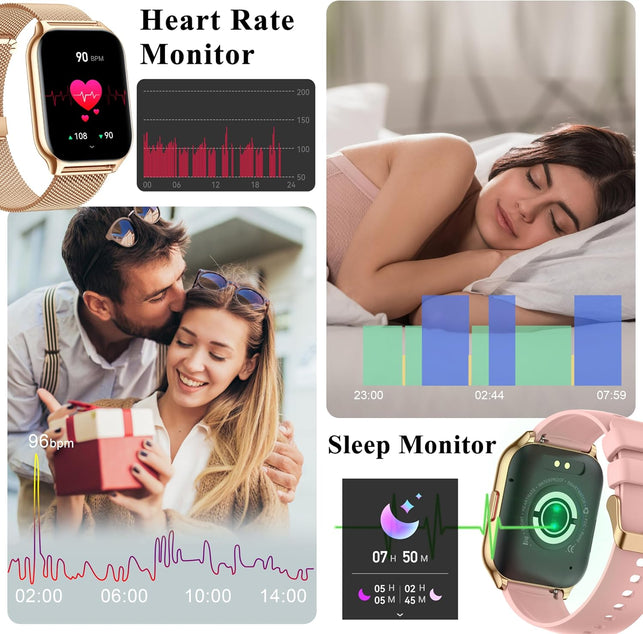 Smart Watch for Women Men Answer/Make Calls, 2.01" Fitness Watch with Blood Pressure Monitor Fitness Tracker 110+Sports Modes Step Counter IP68 Waterproof Smartwatch for Android Ios