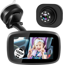 1080P Baby Car Mirror, Shybaby 4.3'' Baby Car Camera Monitor 170° Wide View, HD Night Vision Function and Reusable Sucker Bracket, Safety Rear Facing Car Set Camera Infants Kids Toddlers Black