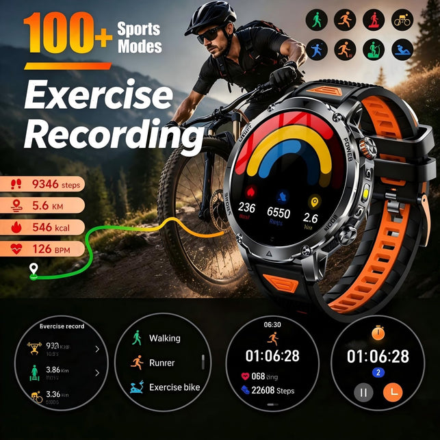AK106 Military Smartwatch Men 1.7" IP68 1400Mah