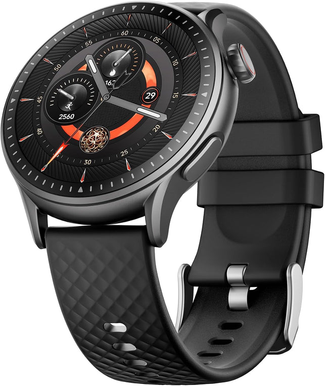 GTR3 Aura Smart Watch Black, 1.43” AMOLED HD Display, Bluetooth Calling, Remote Camera Control, Voice Assistance, Compatible with Android/Ios, 100+ Sports Modes, Waterproof 3 ATM.