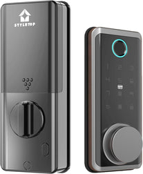 Fingerprint Deadbolt Lock with Glass Touchscreen Keypad,No-Wifi-Access, Keyless Electronic Biometric Lock for Entry Door (Black)
