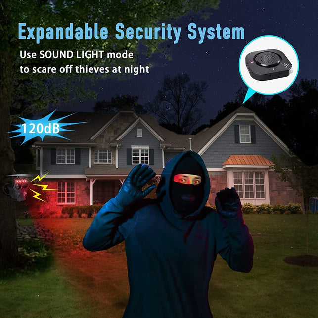 1/2 Mile Long Range Solar Wireless Driveway Alarm System IP65 Weatherproof Outdoor Motion Detectors&Sensor 120Db Siren Sound Light Security Alert System Monitor&Protect Outdoor/Indoor Property(1R2S)