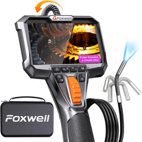FOXWELL Y400 Two-Way Articulating Borescope with Light, 0.24In Ultra-Slim Probe, 220° Articulation, IPS HD Screen, Industrial Endoscope Inspection Camera for Automotive Engine, HVAC & Plumbing – 5.3FT