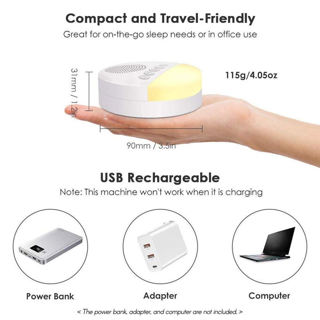 Baby White Noise Machine Kids Sleep Sound Player Night Light Timer Noise Player USB Rechargeable Timed Shutdown Sleep Machine